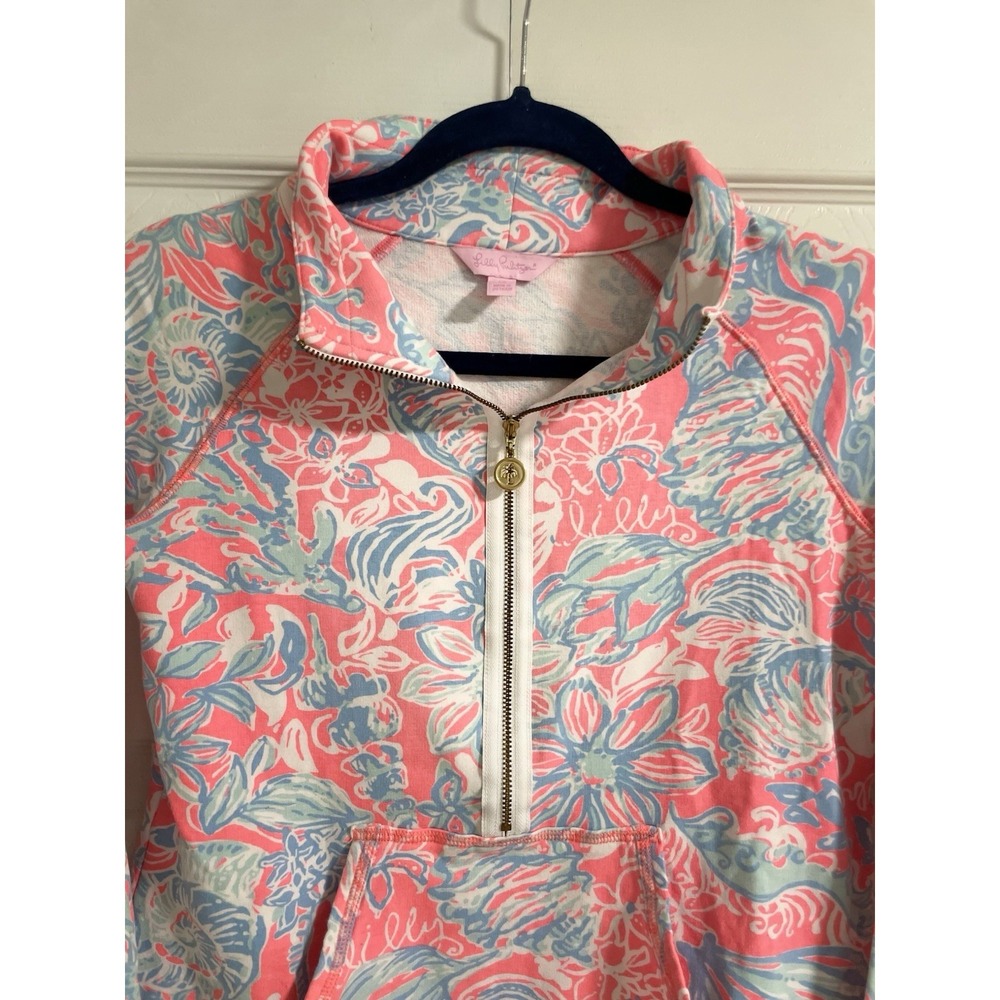 Lilly Pulitzer Skipper Popover Sz XS Pink Sun Ray Summer Siren Pulllover Pockets - Picture 12 of 16